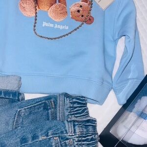 Palm Angels Light Blue Teddy Bear Top